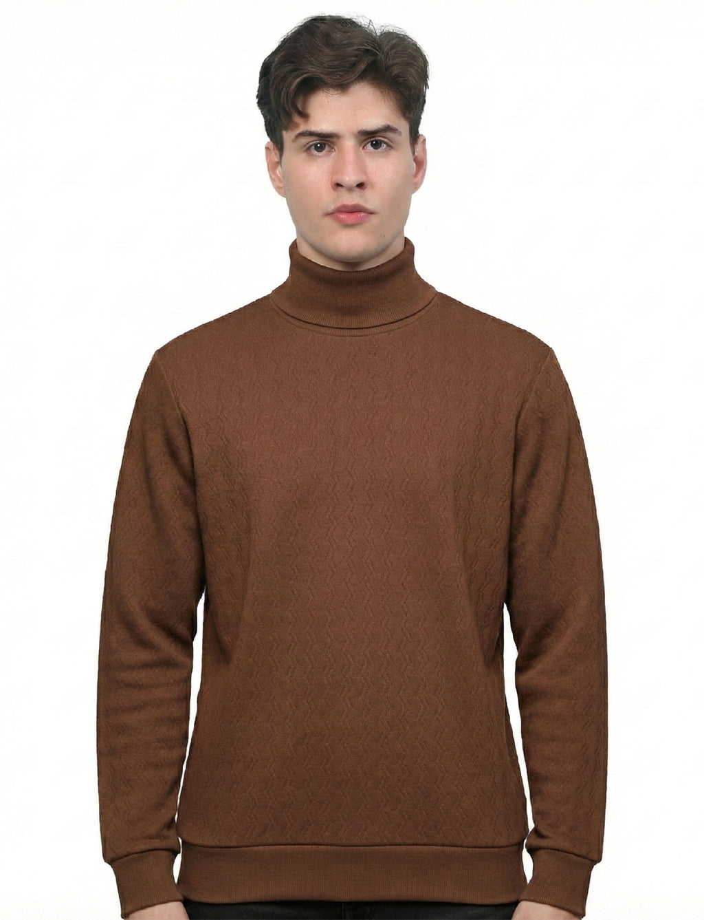 Textured High Neck: Brown