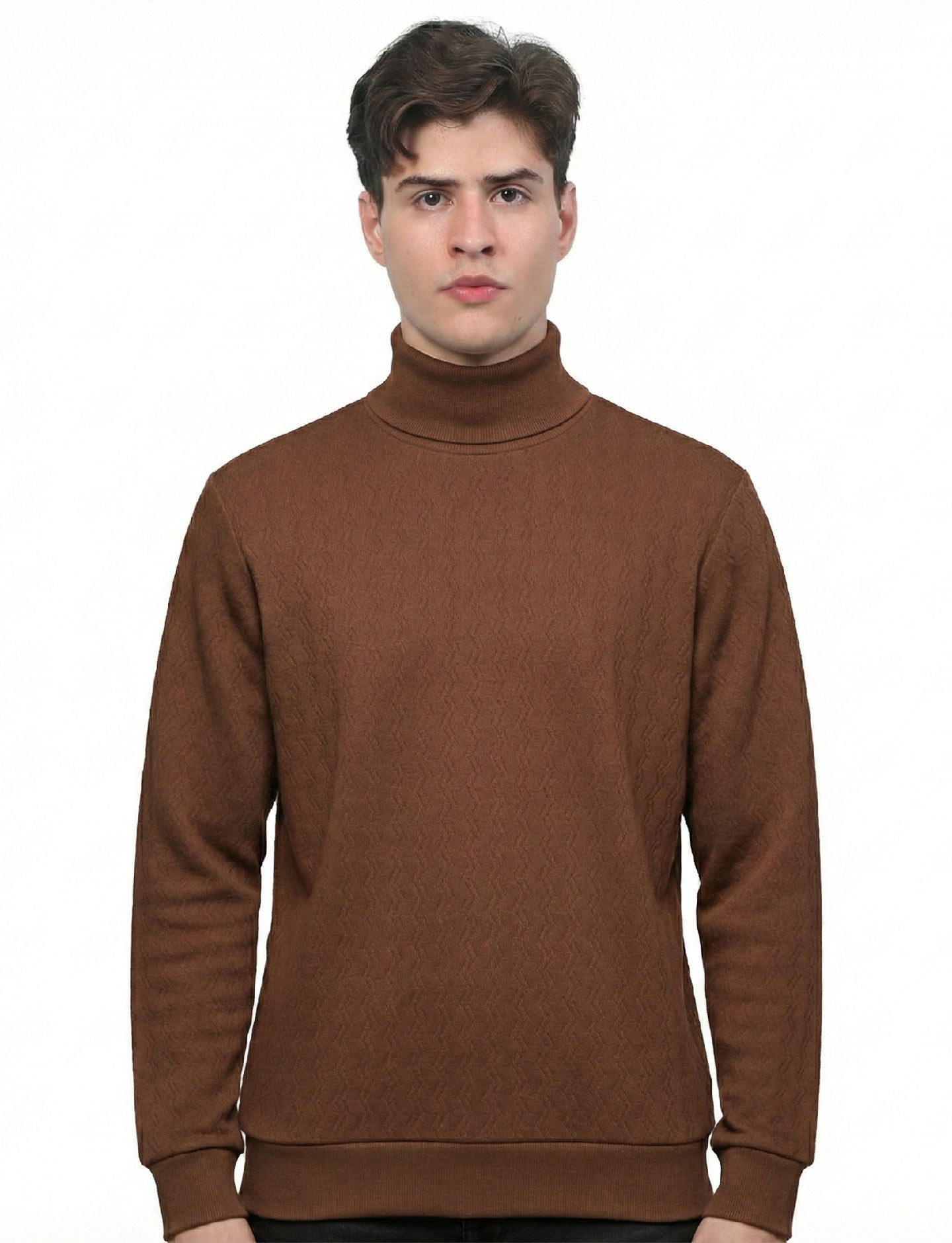 Textured High Neck: Brown