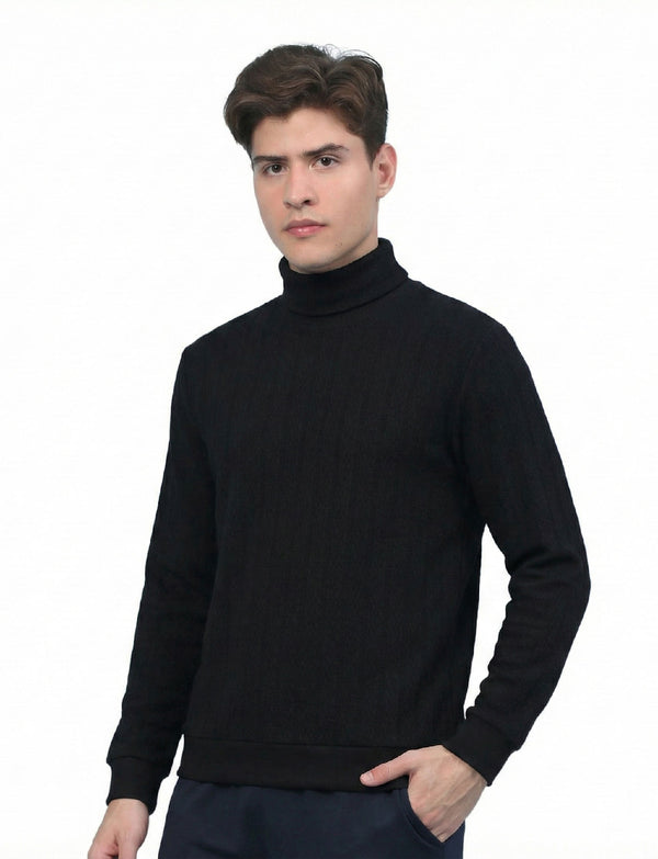 Textured High Neck: Black