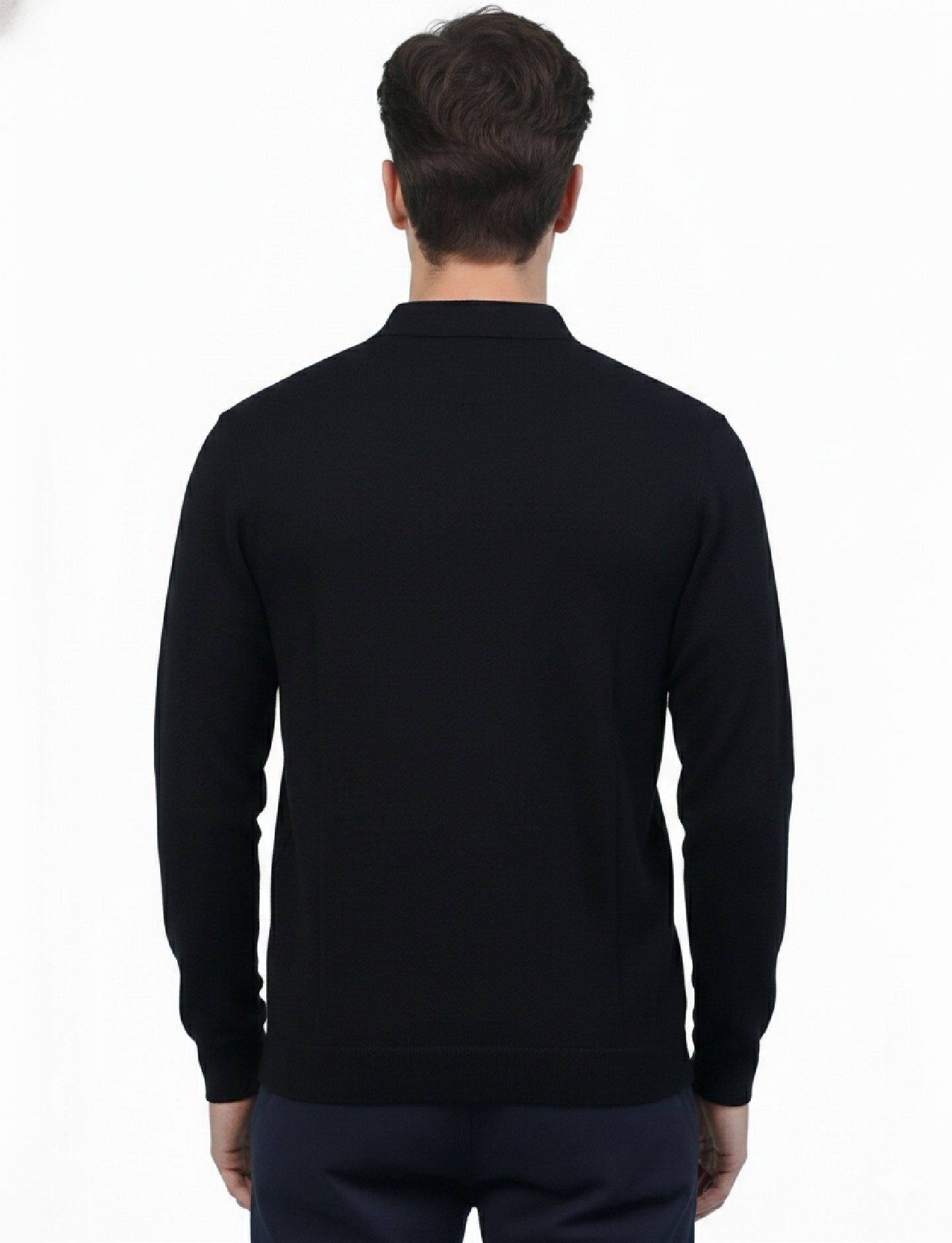Textured Quater Zip Polo: Black
