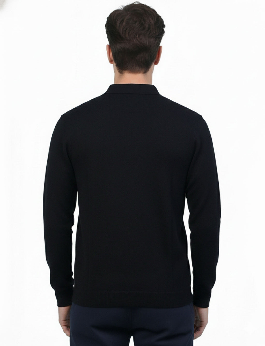 Textured Quater Zip Polo: Black