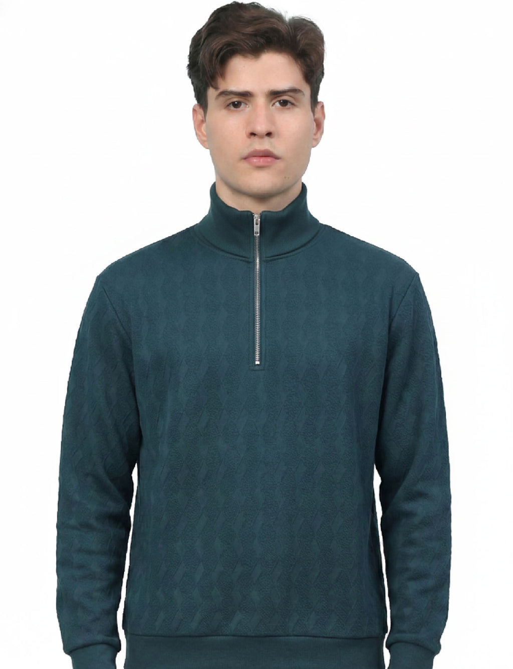 Textured Quater Zip: Teal