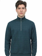 Textured Quater Zip: Teal