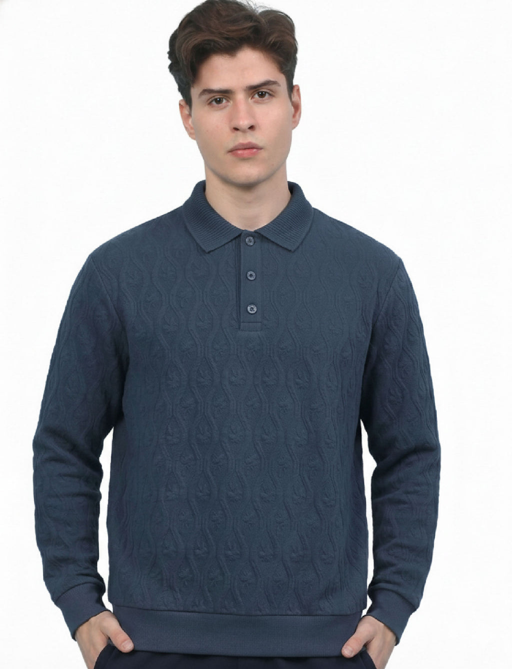 Textured Polo: Heritage Blue