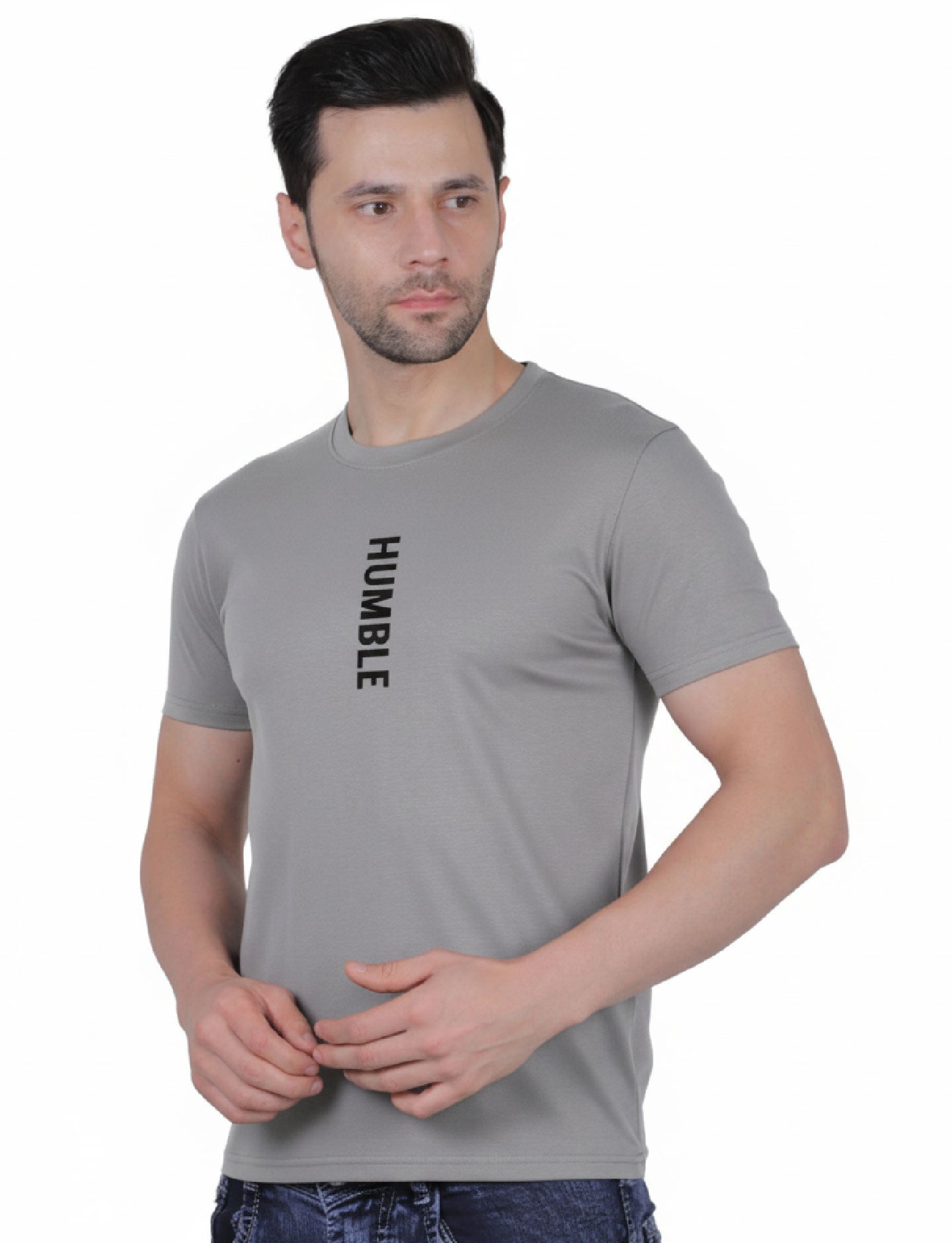 Men's Athletic Vertical "HUMBLE" T-Shirt SILVER GREY