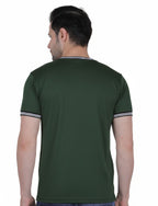 Pretty  Men's Organic Cotton Crew Neck T-Shirt with Striped Trim MESA GREEN