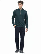 Textured Quater Zip Polo: Turquoise Blue