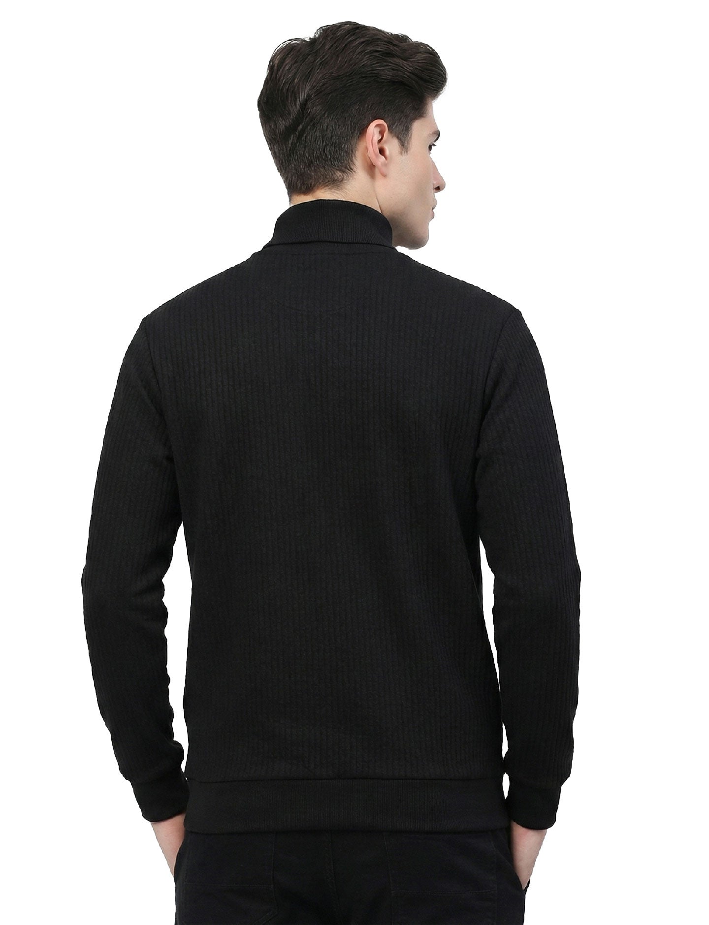 Texured Quater Zip: Black