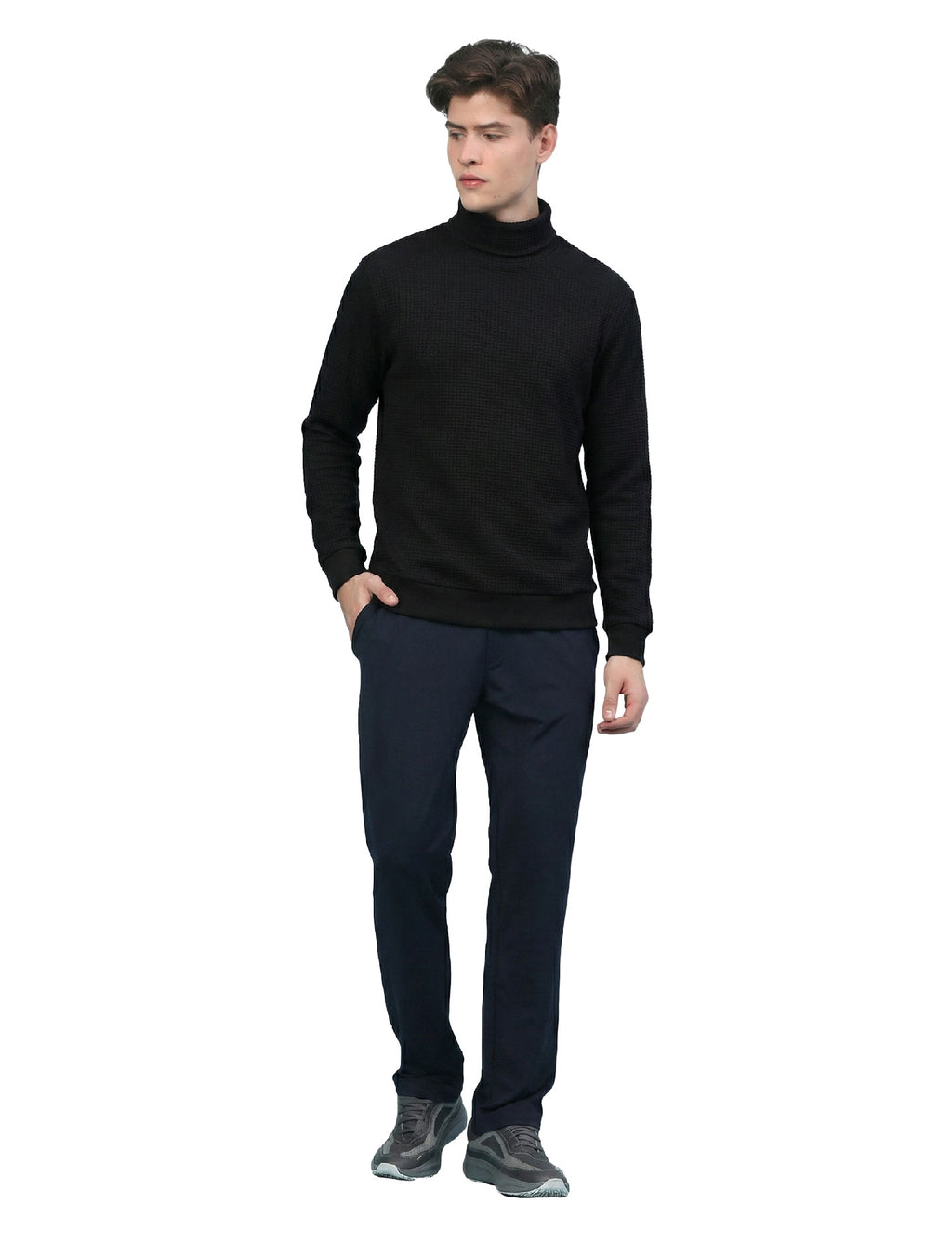 Textured High Neck: Black