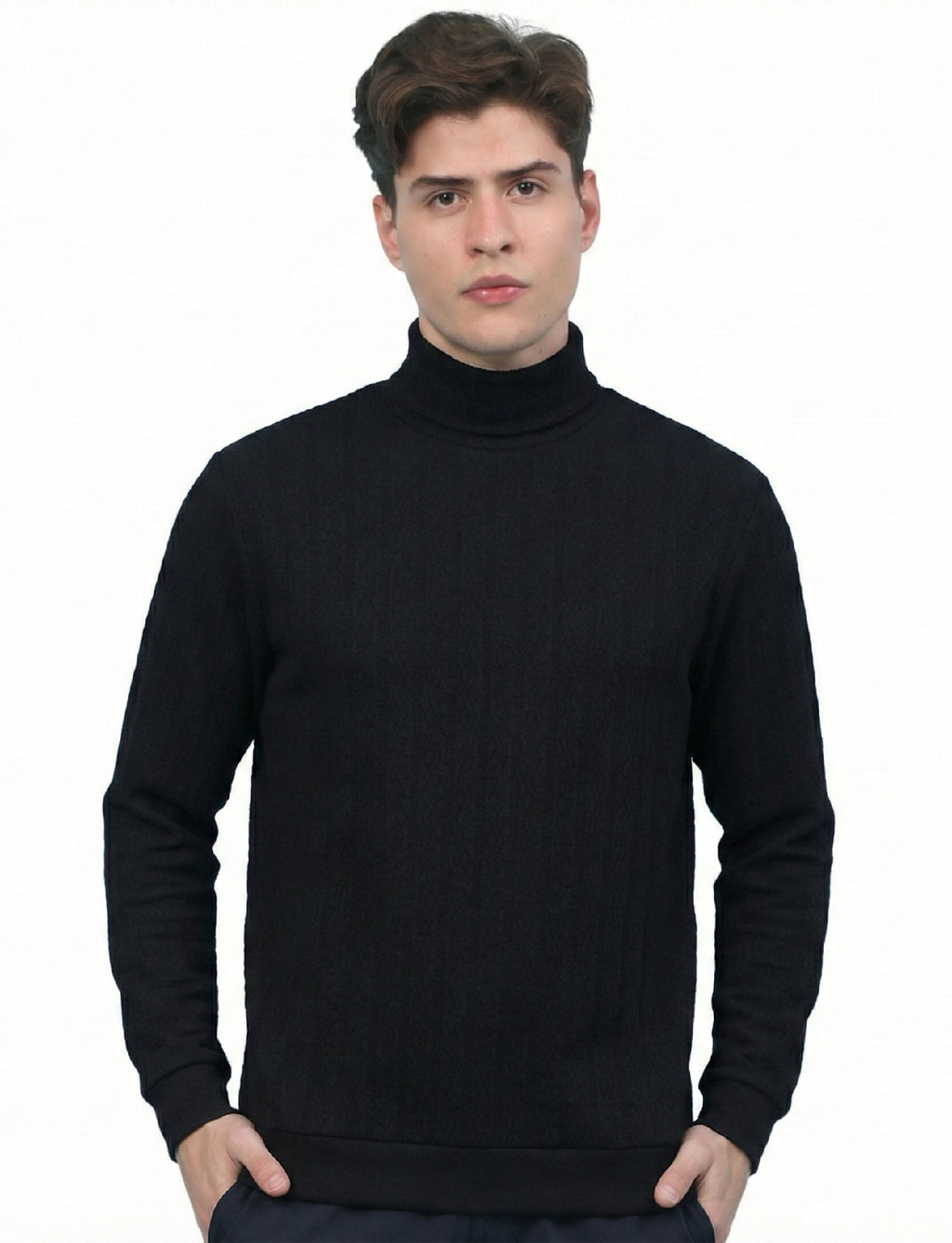 Textured High Neck: Black