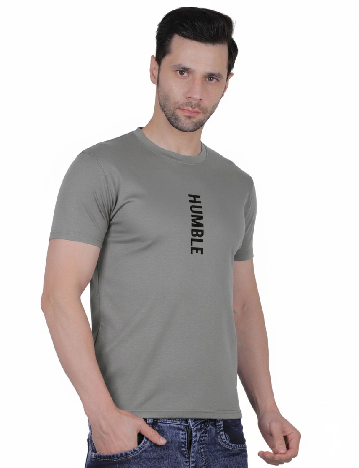 Men's Athletic Vertical "HUMBLE" T-Shirt SILVER GREY