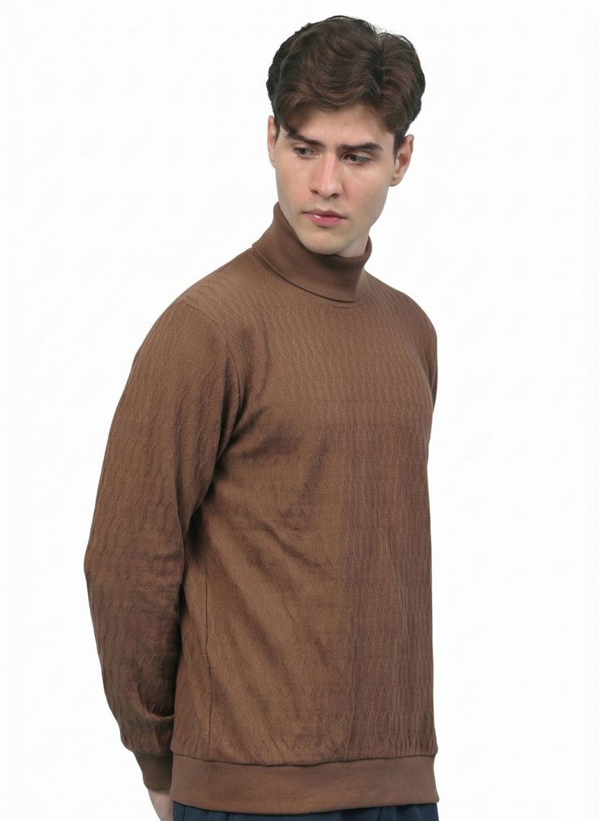 Textured High neck: Brown