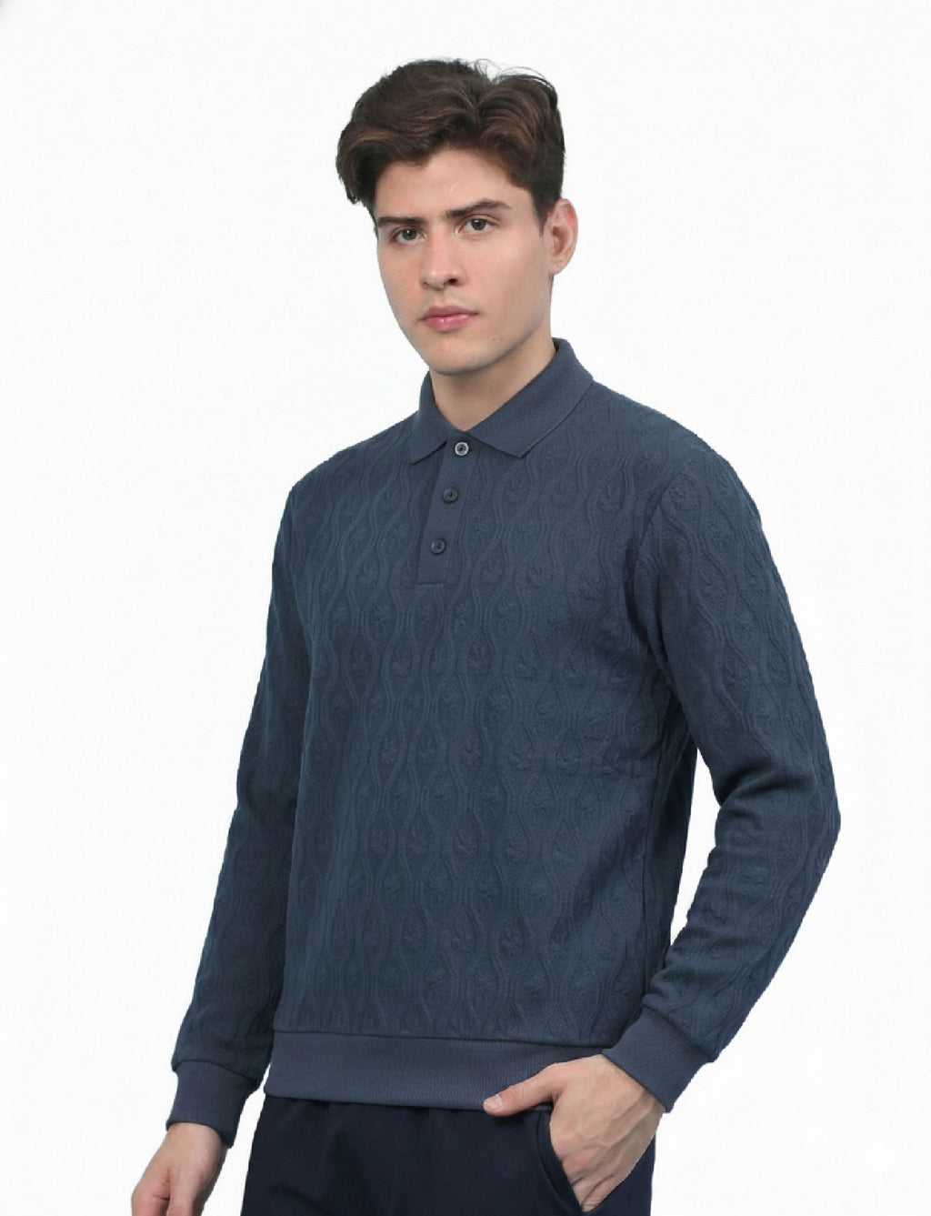Textured Polo: Heritage Blue