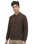 Texture Quater Zip Polo: Mocha Brown
