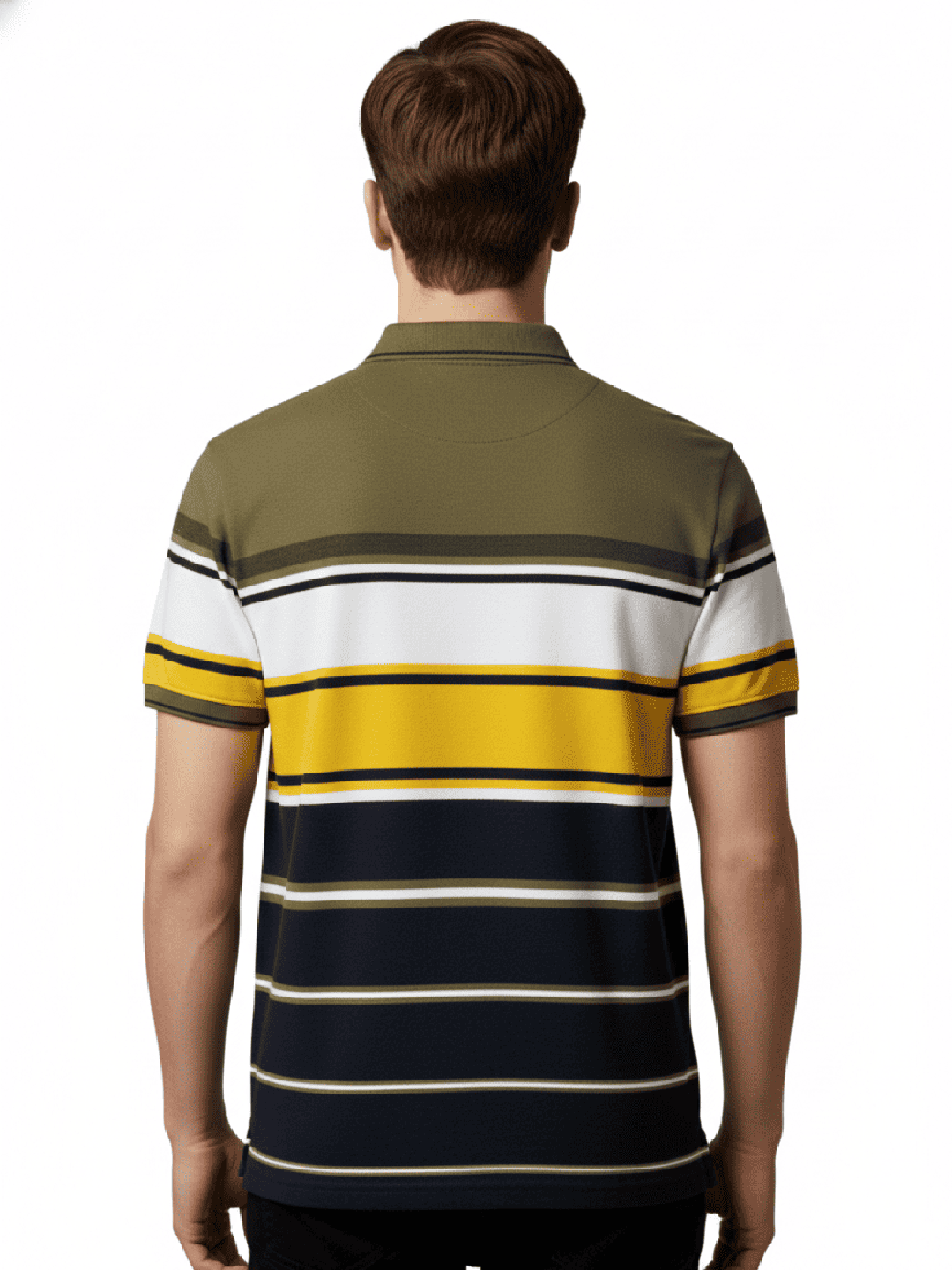 Men's Polo T-Shirt Striped Cotton Regular Fit AVCADO GREEN