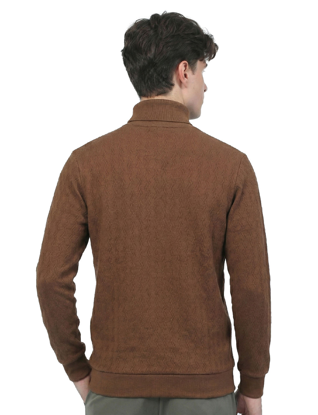 Texture Quater Zip: Brown