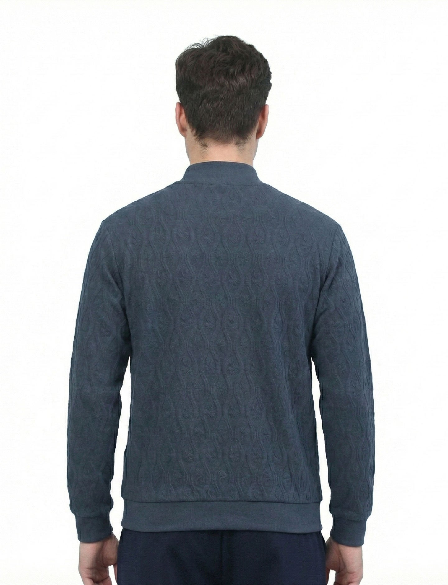 Textured Quater Zip: Heritage Blue