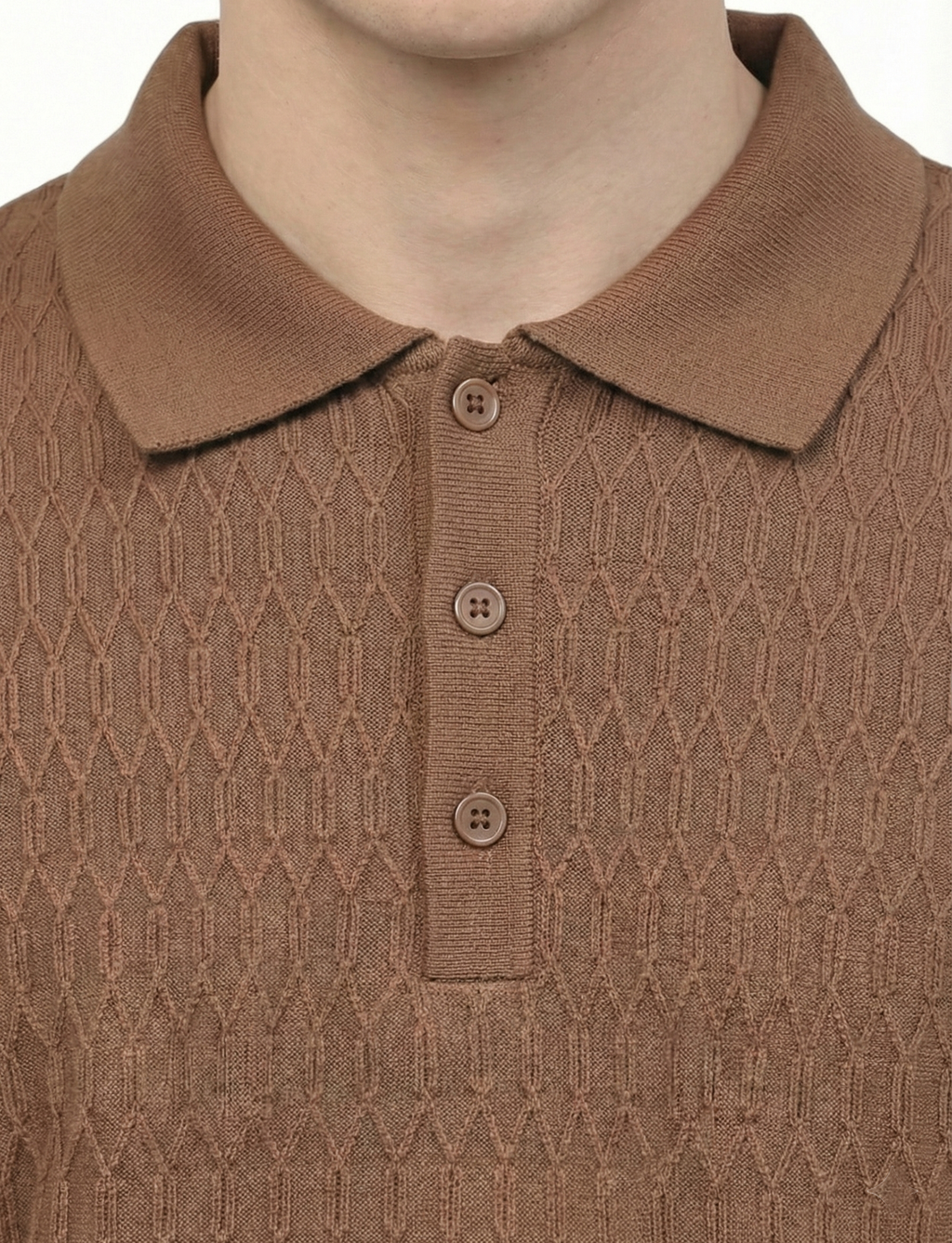 Textured Polo neck : Brown
