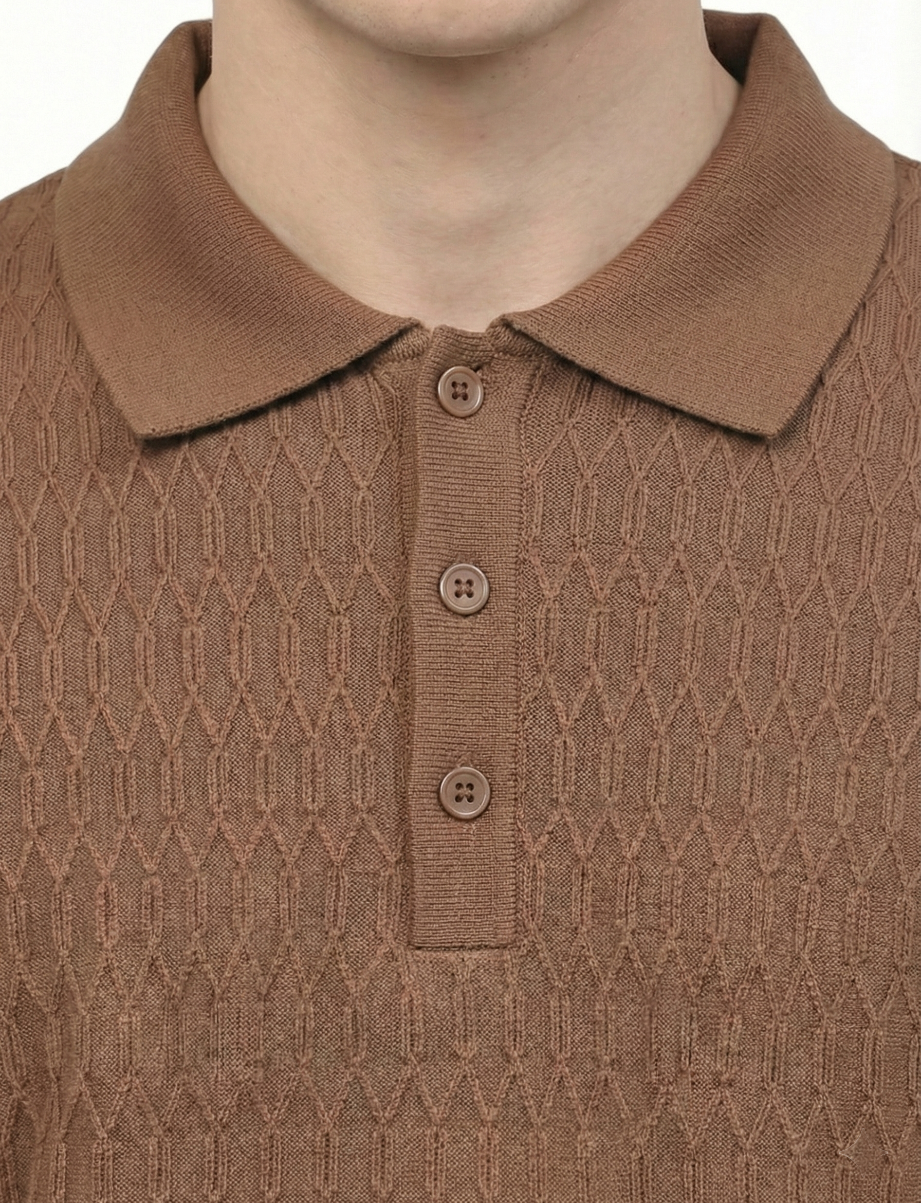 Textured Polo neck : Brown