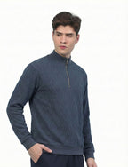 Textured Quater Zip: Heritage Blue