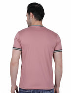 Pretty  Men's Organic Cotton Crew Neck T-Shirt with Striped Trim MOSS ROSE