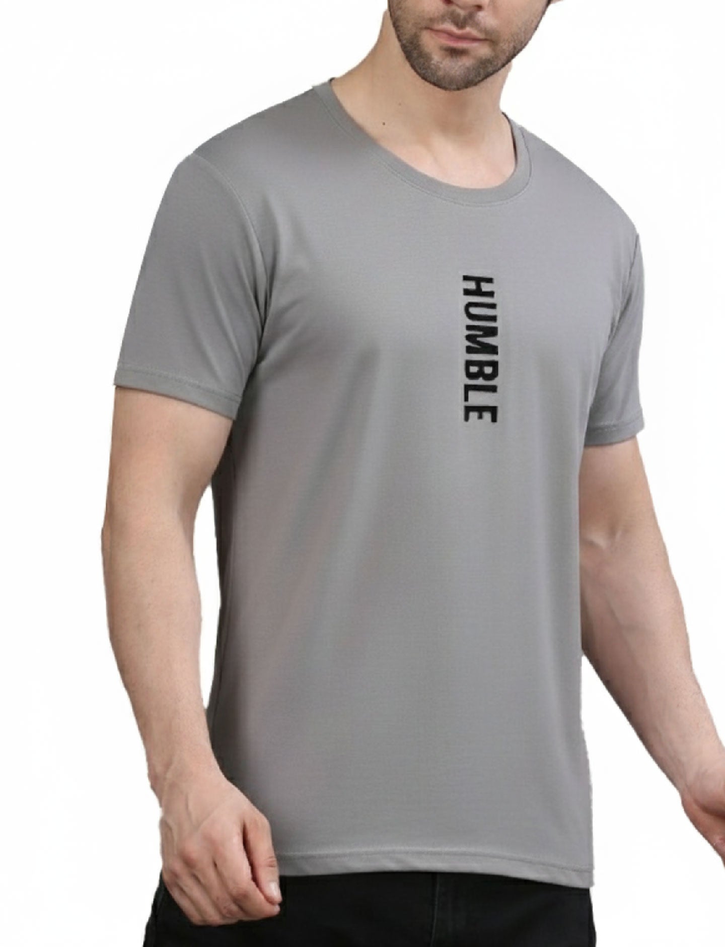 Men's Athletic Vertical "HUMBLE" T-Shirt SILVER GREY