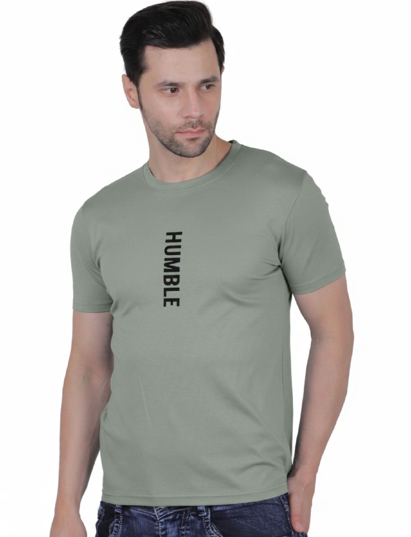 Men's Athletic Vertical "HUMBLE" T-Shirt SAGE GREEN