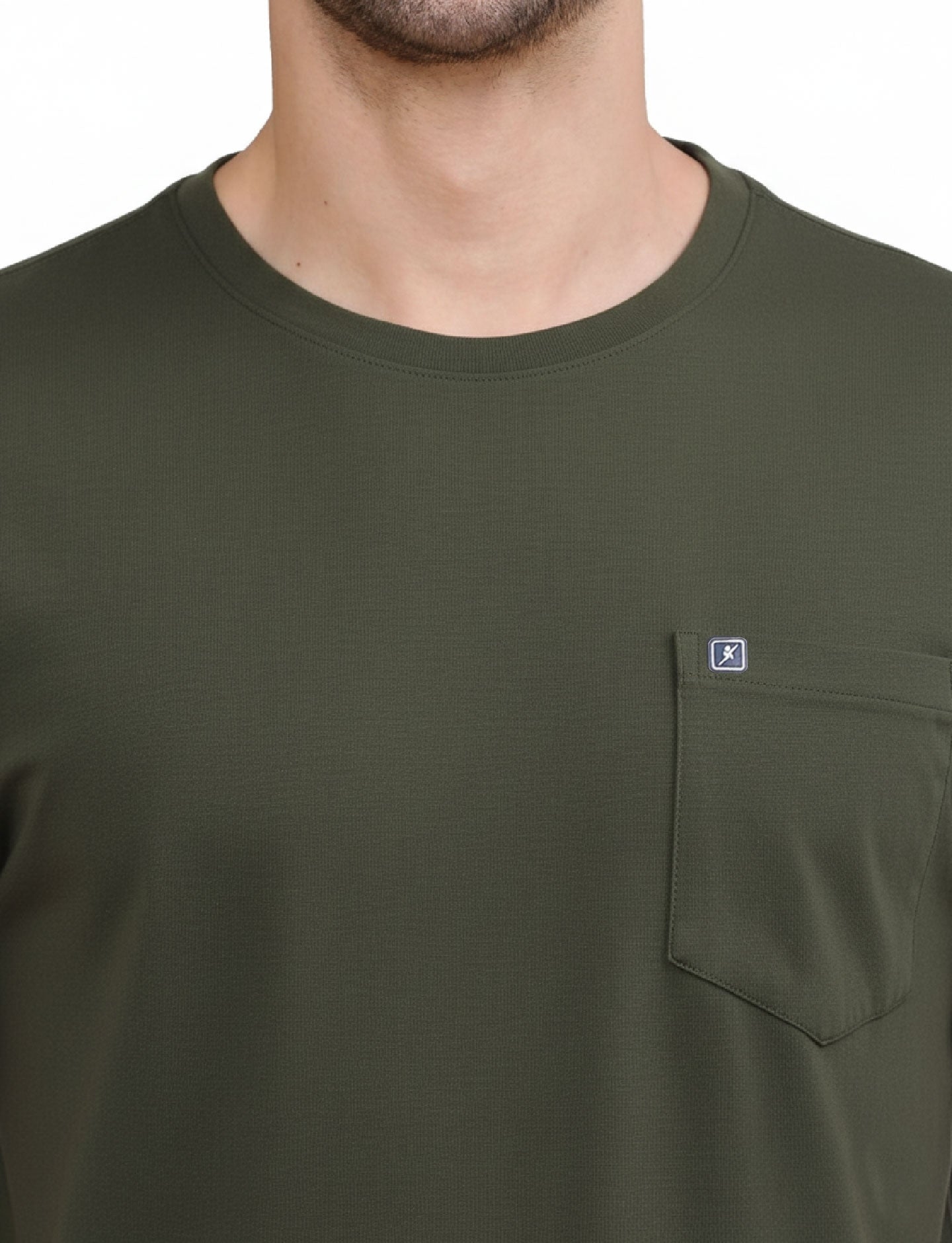 Men's Solid Cotton Regular Fit T-Shirt with Chest Pocket MUSTERD