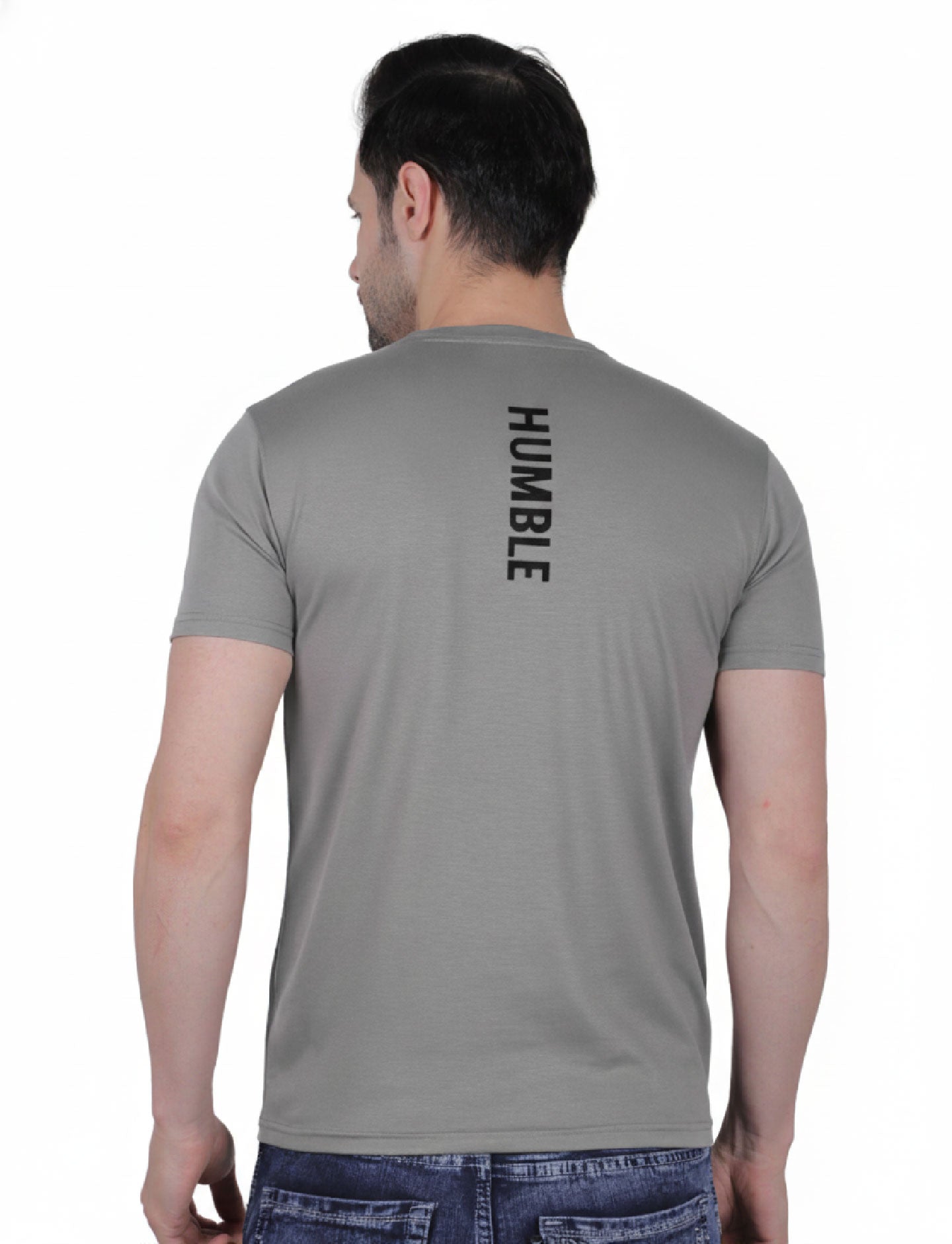 Men's Athletic Vertical "HUMBLE" T-Shirt SILVER GREY
