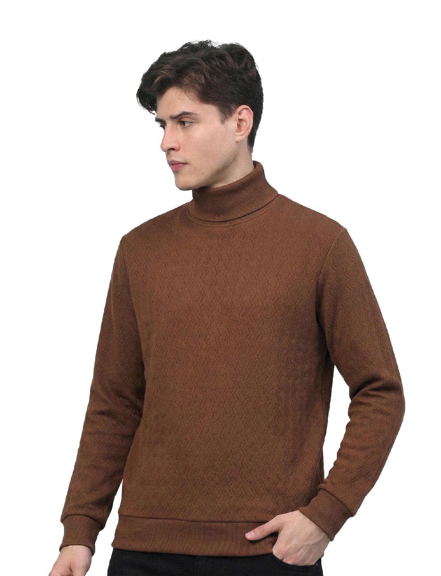 Textured High Neck: Brown