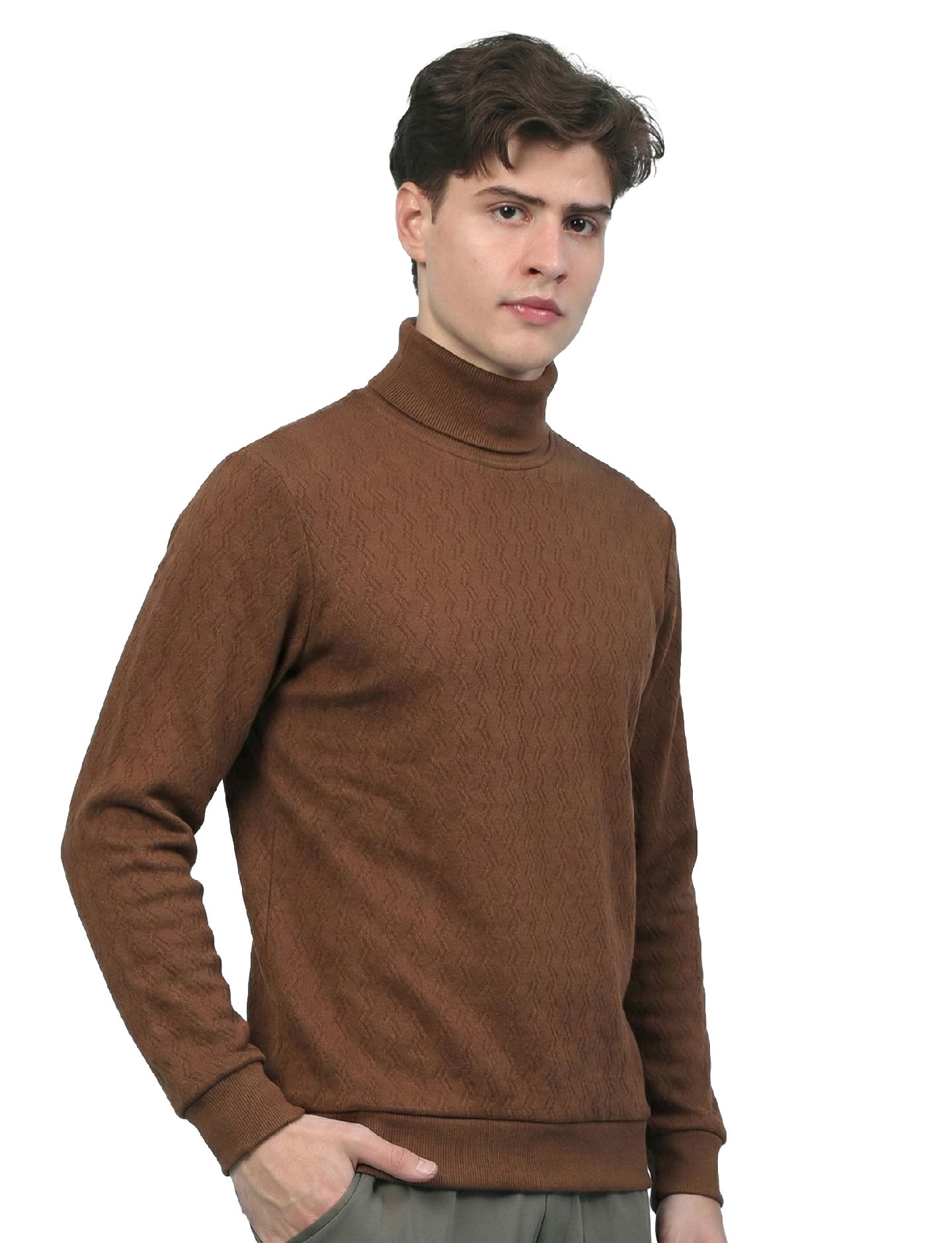Textured High Neck: Brown