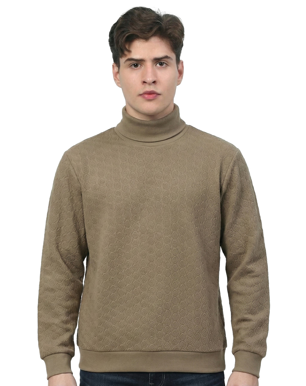 Textured High Neck: Beige
