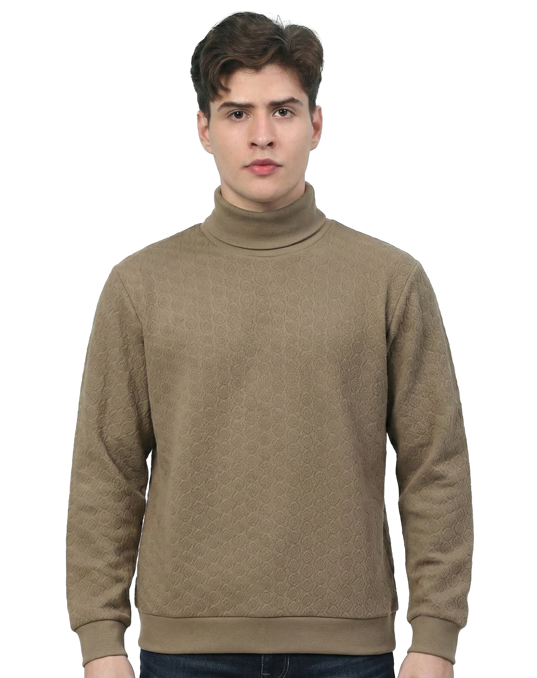 Textured High Neck: Beige