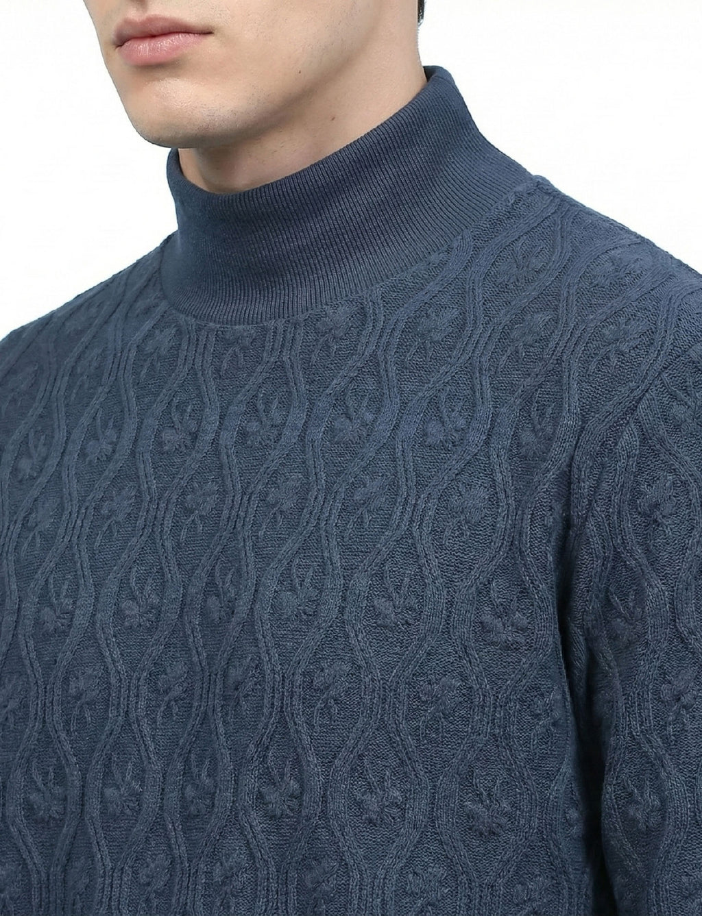 Textured High Neck: Heritage Blue