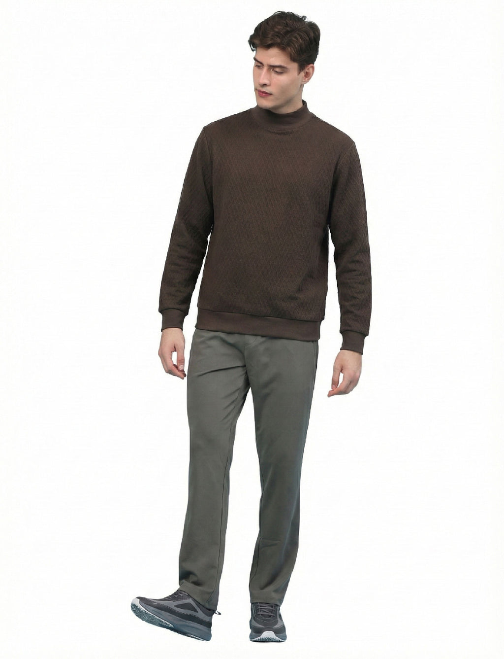 Textured High Neck: Mocha Brown