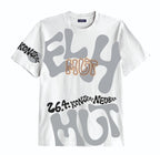 Grey-White Oversized Graphic Tee - Unisex
