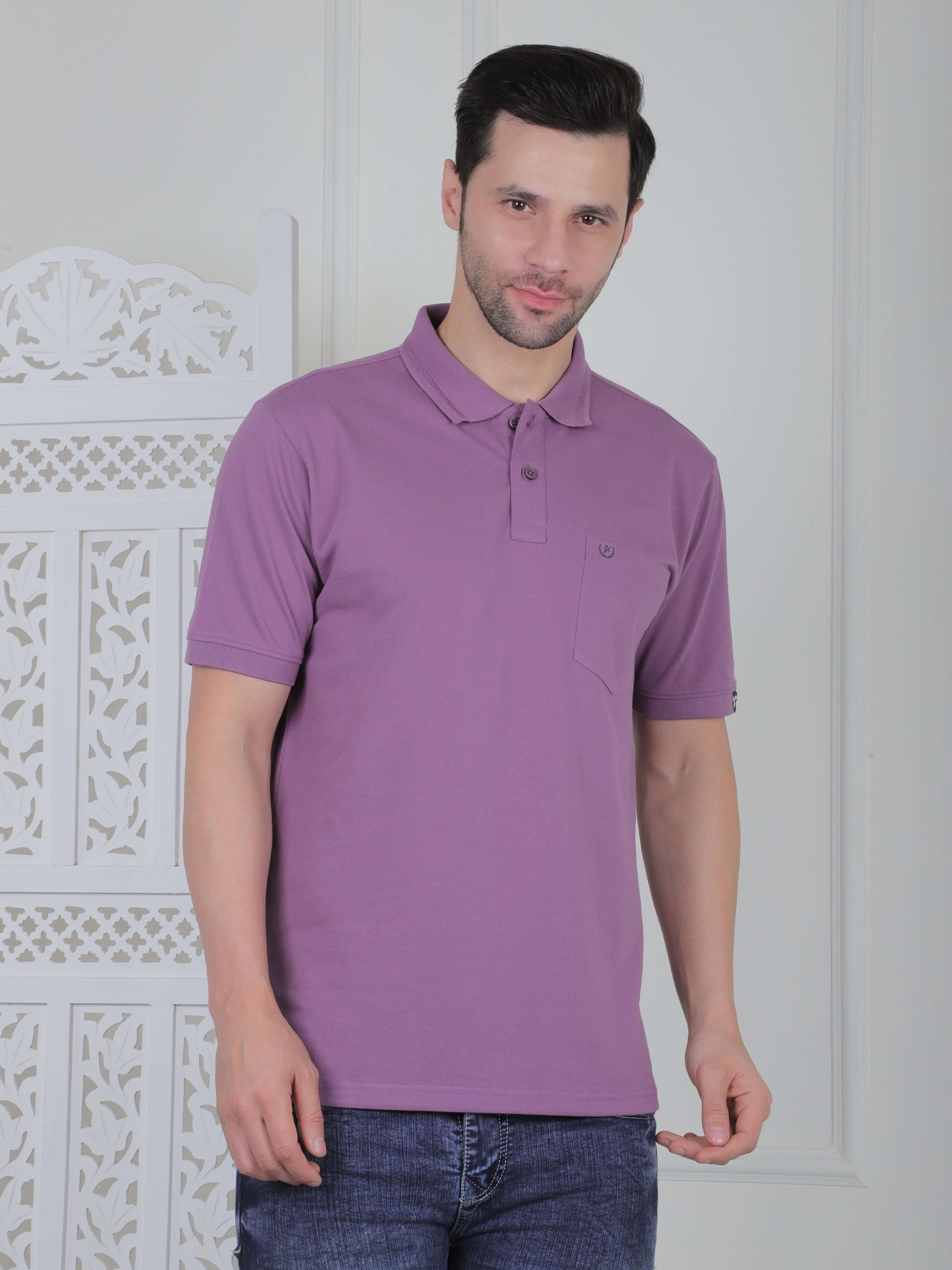 Men’s polo T-shirt in soft cotton with chest embroidery, perfect for casual and smart casual wear. Affordable fashion for everyday.