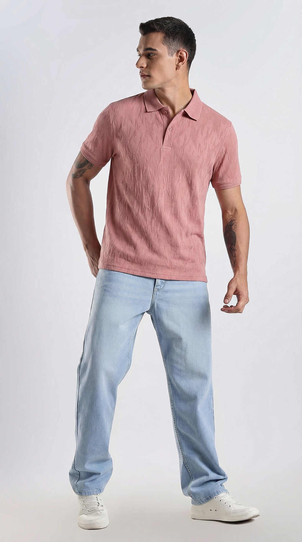 Texture polo pink