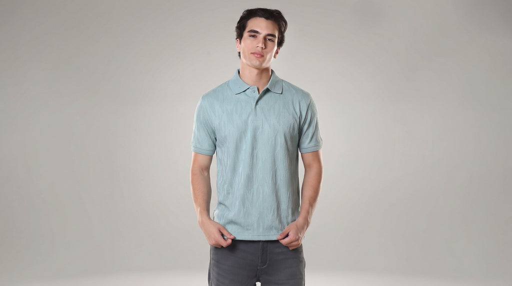 Texture Polo sky blue