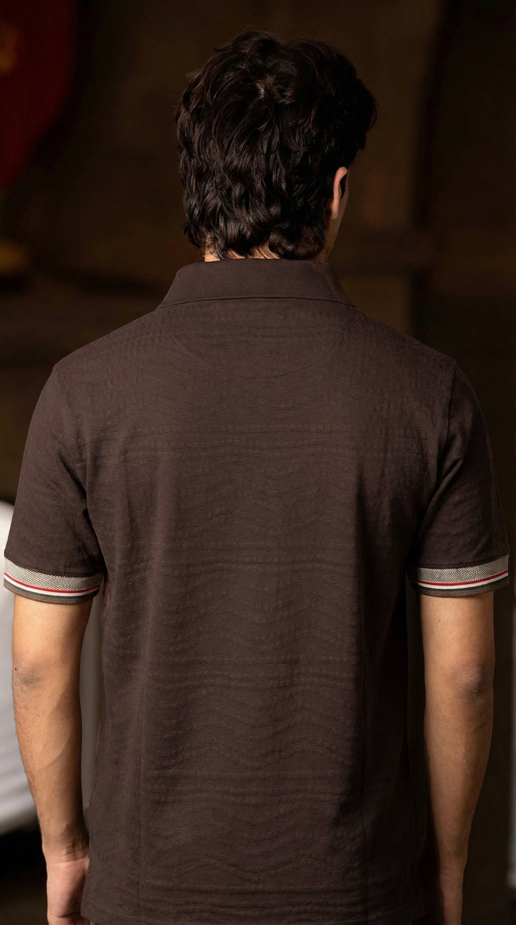 Slim-Fit Ribbed Polo Coffee Brown