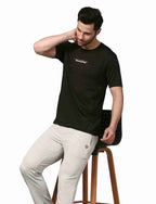 Men's Rapid Dry Athletic T-Shirt with "WORK HARD DREAM BIG" Slogan Print BLACK