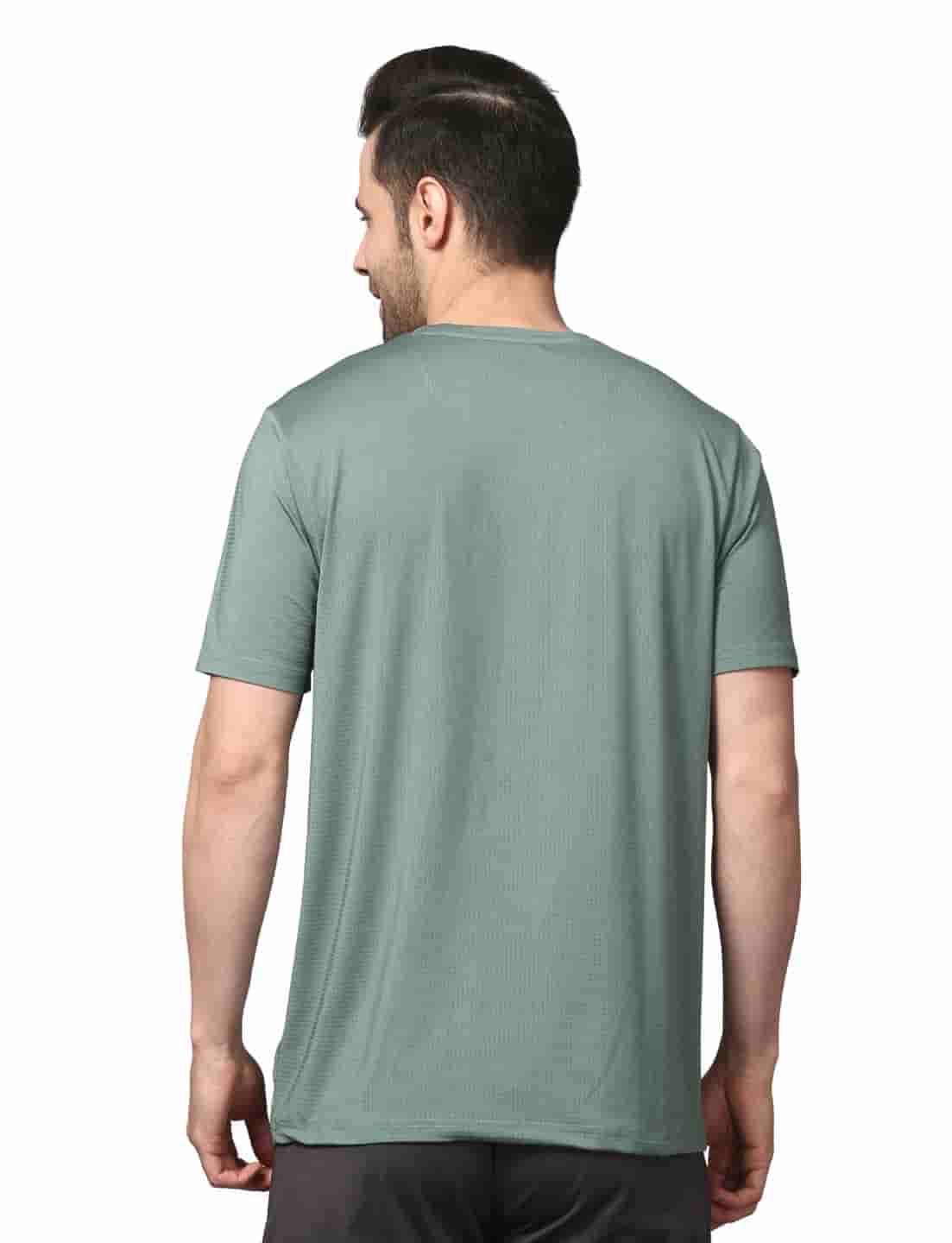 Men's Rapid Dry Athletic T-Shirt with "WORK HARD DREAM BIG" Slogan Print GREEN