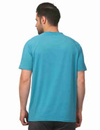 Men's Rapid Dry Athletic T-Shirt with "NEVER QUIT" Slogan Print BLUE