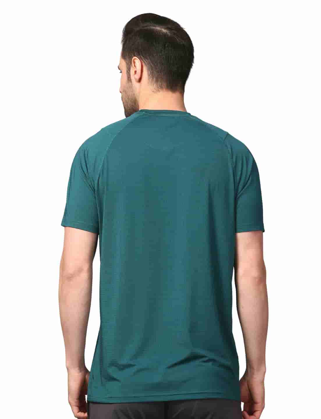 Men's Rapid Dry Athletic T-Shirt with "NEVER QUIT" Slogan Print TEAL