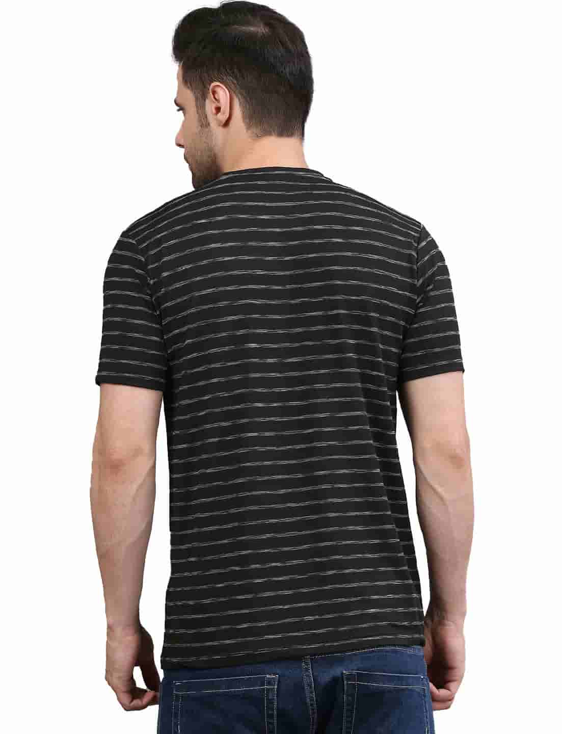Men's Striped Cotton Crew Neck T-Shirt
