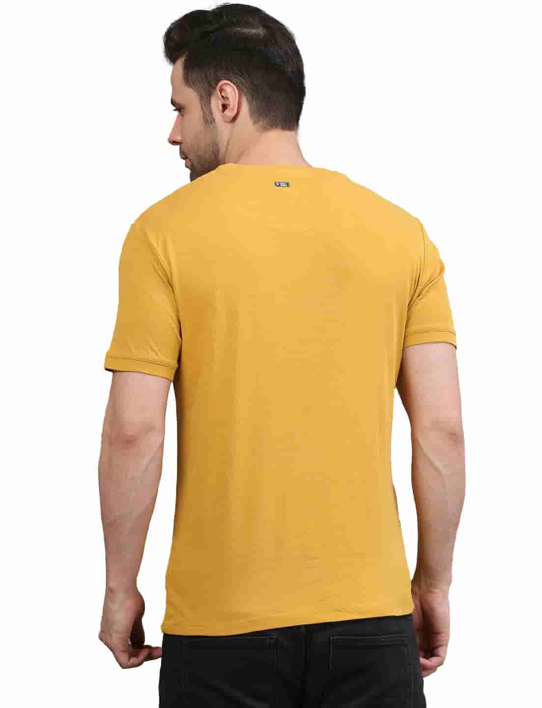 Men's Solid Cotton Regular Fit T-Shirt with Chest Pocket