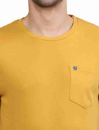 Men's Solid Cotton Regular Fit T-Shirt with Chest Pocket