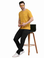 Men's Solid Cotton Regular Fit T-Shirt with Chest Pocket