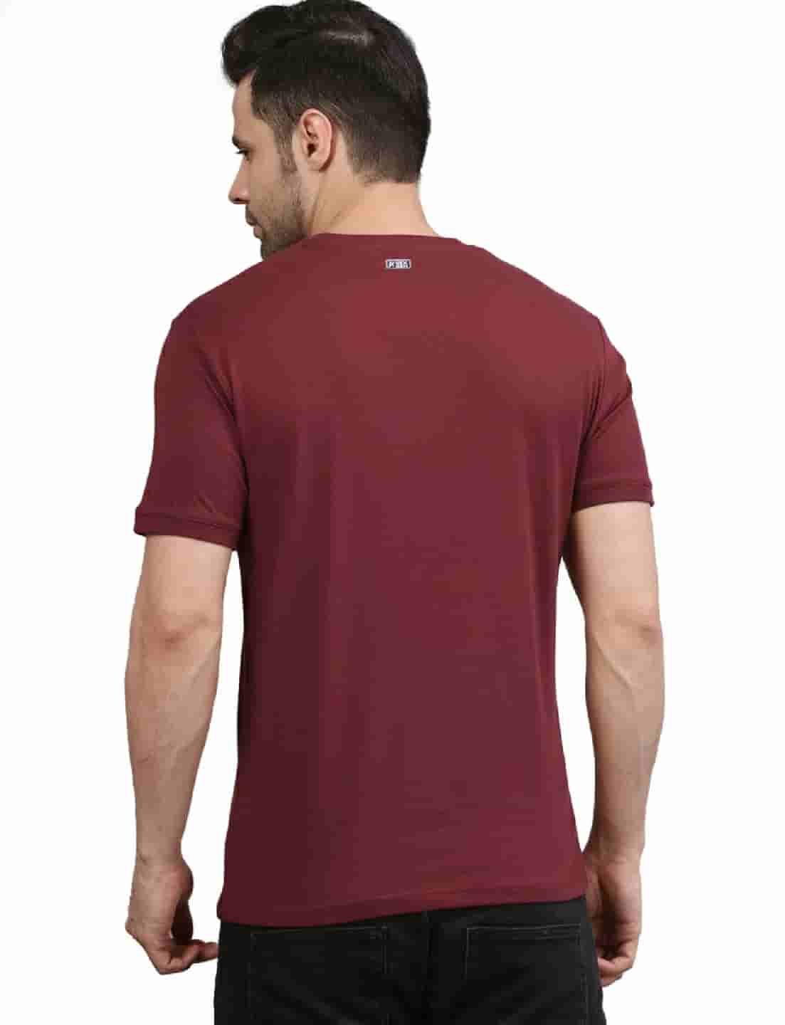 Men's Solid Cotton Regular Fit T-Shirt with Chest Pocket
