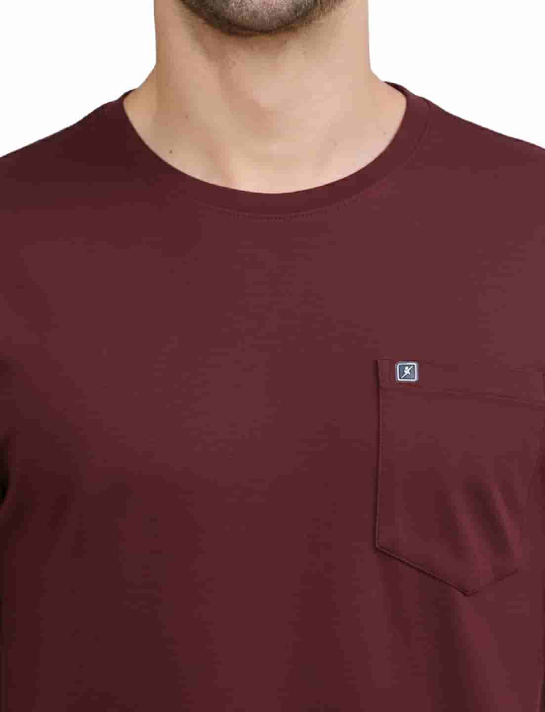 Men's Solid Cotton Regular Fit T-Shirt with Chest Pocket